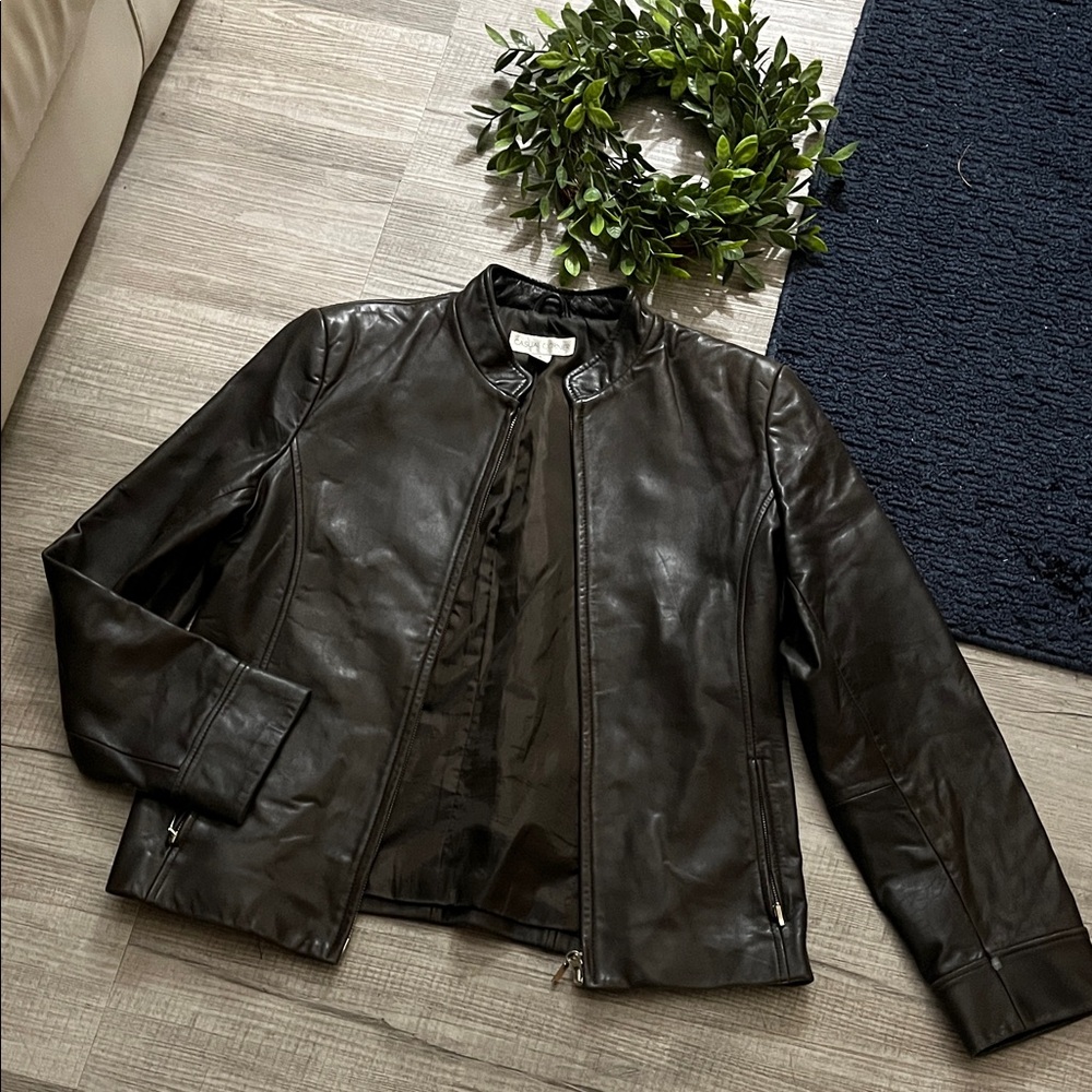 Casual Corner Brown Leather Jacket